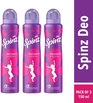 Spinz Enchante Perfumed Deo for Women | Long Lasting Fragrance-150ML EACH (Pack of 3) Deodorant Spray  -  For Women