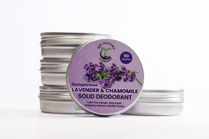 Bio-Gleamy Organic Lavender & Chamomile Solid Deodorant (Enzyme Based) Deodorant Cream  -  For Men & Women