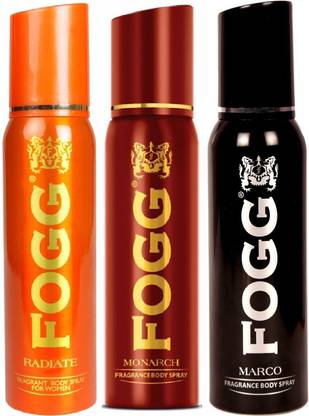 FOGG Regular Deo Combo Pack of 3 (Radiate + Monarch + Marco 360ml) Body Spray Deodorant Spray  -  For Men & Women