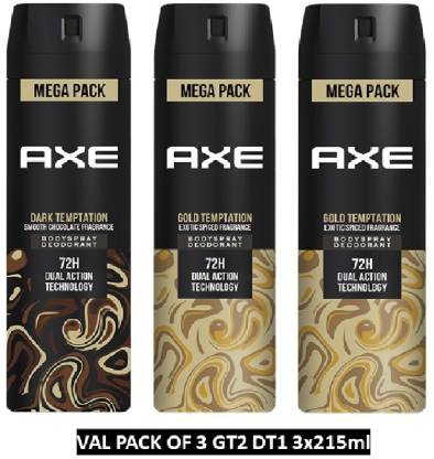 AXE Gold and Dark Temptation Deodorant Spray – For Men  (645 ml, Pack of 3)