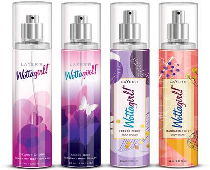 LAYER'R Wottagirl Body Splash Combo Pack of 4 - For Women (240ml, Pack of 4) Body Spray  -  For Women