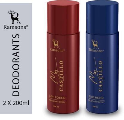 RAMSONS MY CASTILLO BLUE MOON & MY CASTILLO LOVE POTION Combo Deodorant Spray - For Men & Women