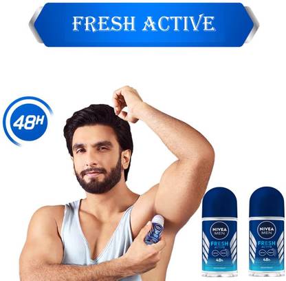 NIVEA Fresh Active Roll on (25ml x 2) Deodorant Roll-on  -  For Men