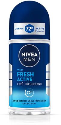 NIVEA MEN Fresh Active 50ml Deo Roll On | With Fresh Ocean Extracts| 72 H Freshness Deodorant Roll-on  -  For Men