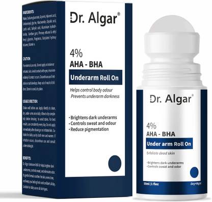 Dr. Algar 4% AHA BHA Underarm Roll On | Deodorant Roll-on - For Men & Women Deodorant Roll-on  -  For Men & Women