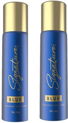 Signature Blue Long Lasting Fragrance Skin Friendly (70ML Each) Combo Deodorant Body Spray  -  For Men & Women