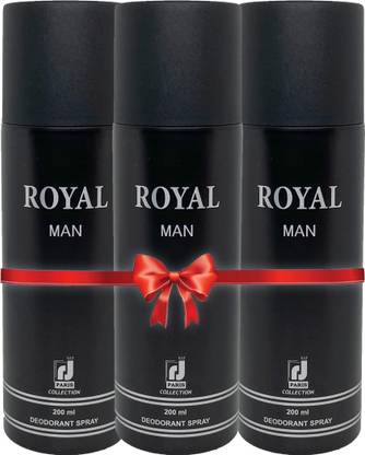 R J PARIS Royal Man Body Deo Spray Long Lasting Set of 3 Body Spray Deodorant Spray  -  For Men & Women
