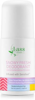 Lass Natural Snowy Fresh Long Lasting Deo|Remove Bad Odour|Brightens & Exfoliates Underarms Deodorant Roll-on  -  For Women