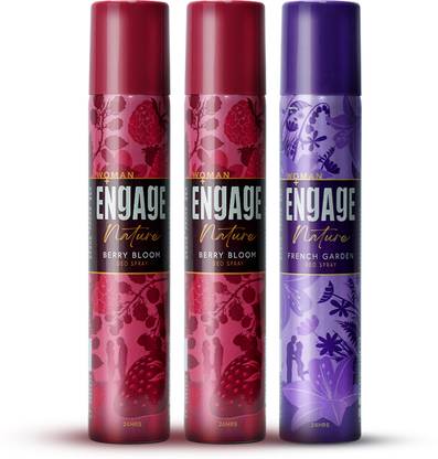 Engage Nature Deo: 2 Berry Bloom & 1 French Garden (150ml X 3) Deodorant Spray  -  For Women