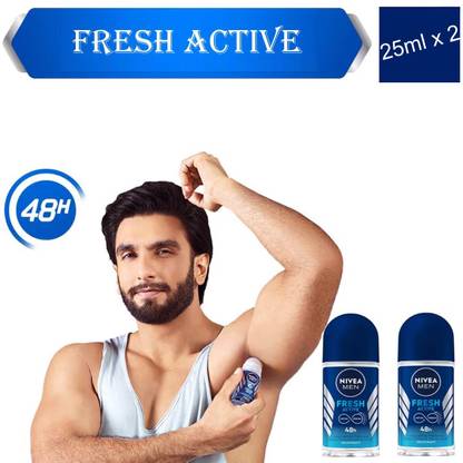 NIVEA Fresh Active Deodorant Roll-on (25ml x 2) Deodorant Roll-on  -  For Men
