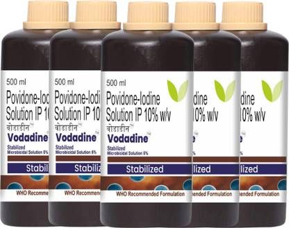 Feelpure VODADINE Povidone Iodine Solution I.P. 10% | Doctor's Choice (Pack of 5 x 500ml) Vacuum Desiccator