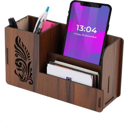 Kenware 3 Compartments Desk Organizer With Pen / Pencil / Mobile / Visiting Card Box For Office Table Desk Organizer With Pen / Pencil / Mobile / Visiting Card Box For Office Table