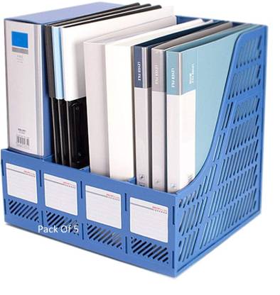 SHINING ZON 4 Compartments PP Desktop Magazine Holder File Rack