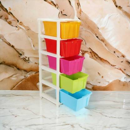Ramadhani 5 Compartments Plastic Collapsible Multipurpose Plastic Drawer Organiser Storage Drawer Cabinet