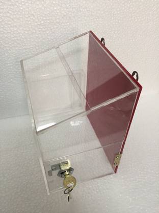 Delite 1 Compartments Acrylic Transparent Suggestion Charity Drop Box ( Size: 8 inch tall x 7 inch length x 5 inch width )