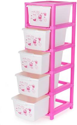 Pinkwhale 5 Compartments Plastic Printed Modular Drawer