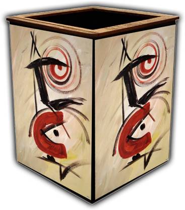 pnf 1 Compartments wooden Poster N frames Colourful Wooden Pen Stand with photo of Abstract Art -2663