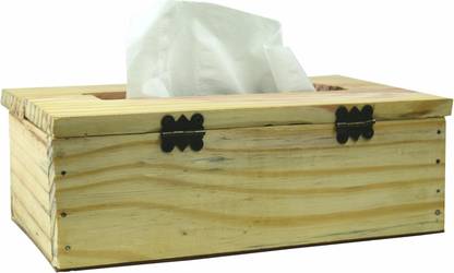 MerajCreatives 1 Compartments Pine Wood Paper Tissue Holder Box in Wood. Tissue Box Holder Container