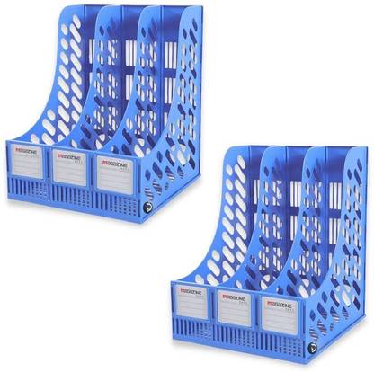 DaKos 3 Compartments Plastic File Rack, File Folder, File Organizer for Office with 3 section (PACK OF 2)
