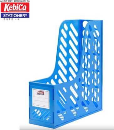 Kebica 1 Compartments Hard Plastic Book and Magzine Shelf Plastic Magazine Case Holder Stand ( Blue )