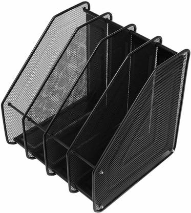 FLIPXEN 4 Compartments Metal Office Desk Shelf Organizer File/Document Holder Stand