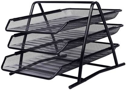 FLYNGO 3 Compartments metal newspaper, magazine and file folder storage organizer
