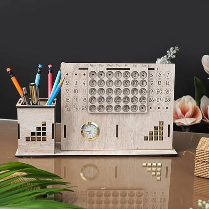 UrbanLane 1 Compartments Wooden Pen holder and calander