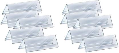 BRIZEM 2 Compartments acrylic Clear Acrylic Name Stand Sided V Shape Desk Name Plate (pack of 10 - 10x2 inch)