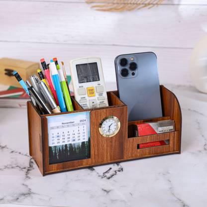 UrbanLane 4 Compartments Wooden Pen stand