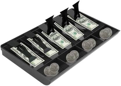 ZWEELAY 9 Compartments plastic Cash Money Tray 5 Bill/ 4 Coin Drawer Register Insert Tray Storage Case