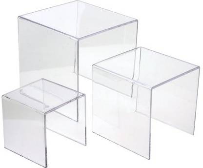 Delite 1 Compartments Acrylic Display Stands Elevated Risers Set of 3 sizes