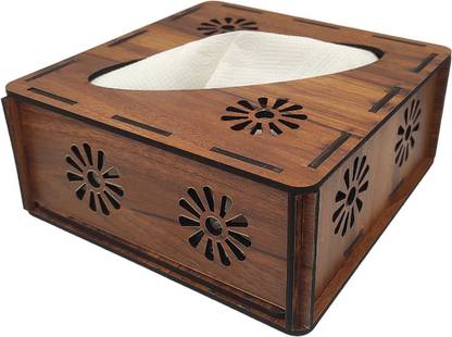 THR3E STROKES 1 Compartments wooden Tissue Stand Decorative Paper Napkin Stand for Home, Kitchen Dining Table