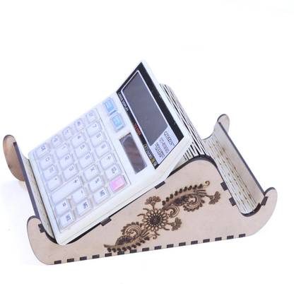 ZINZA 2 Compartments Wooden MDF Calculator Stand - Wallet Stand - Phone Stand - Bedside Organizer