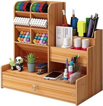 Expro 13 Compartments Wood Pen Stand,Phone Stand, Multipurpose Office Desk Organiser(DIY)