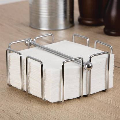 KITCHEN KART 1 Compartments Steel Tissue Paper Stand (Square Shape) Napkin Holder