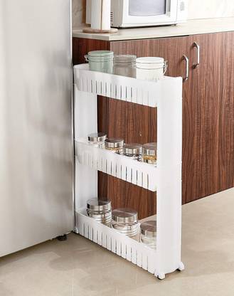 MGKENTERPRISE 3 Compartments plastic Kitchen Storage Trolley