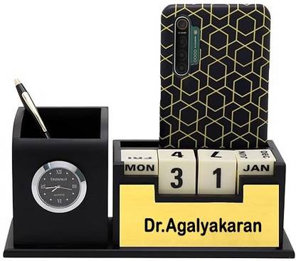 SY Gifts 3 Compartments Wooden Pen Stand