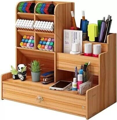 Tanunni 13 Compartments MDF Board Pen Stand,Phone Stand, Multipurpose Office Desk Organiser(DIY)