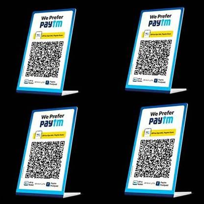 Yaro 4 Compartments Acrylic QR Bar Code Display Stand,BHIM, , Google Pay Stand 4" X 6"SET OF 4)