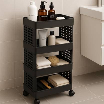 MAXTID 4 Layer Storage Rolling Cart with Wheels For Bathroom Box Vanity Box