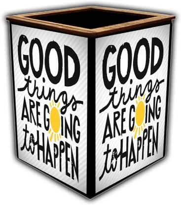 pnf 1 Compartments wooden Poster N Frames Colourful Wooden Pen Stand with Self Motivation Quotes-871