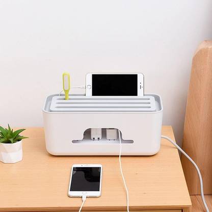 IMPRONOW 1 Compartments plastic Cable Management Box - Power Strip Cords, Surge Protector Hiding Cover Organizer