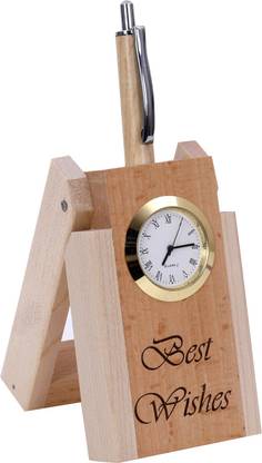 Shivom Crafts Best Wishes Table Top 1 Compartments Wooden Pen Stand