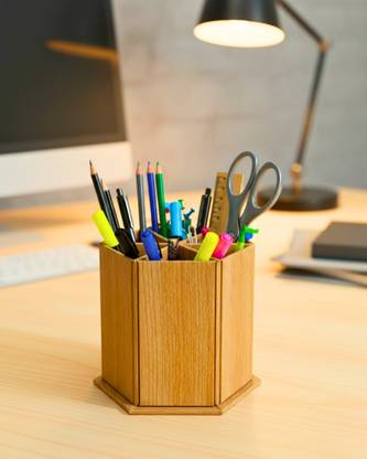 hexatore 6 Compartments Straw Board Pen Stand for Office & Student