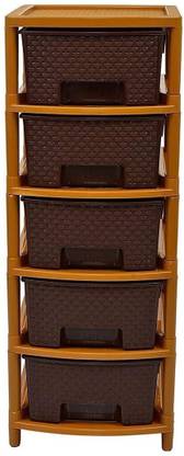Randal Modular 5 Layer Drawer Storage Organizer for Home/Bedroom/Beauty Parlour and Kitchen ( Brown ) Plastic Free Standing Chest of Drawers