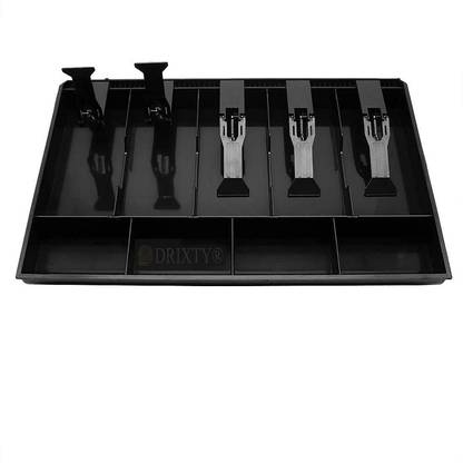 ELIE INDIA 5 Compartments ABS 5 Slot Cash Register Tray Cash Box With 4 Coin Grid 9 Compartment Cashier Coin