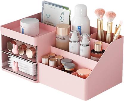 HOUSE OF QUIRK 10 Compartments Plastic Clear Drawer Cosmetic Storage Display Case--11.2X6.7X4.7 inch