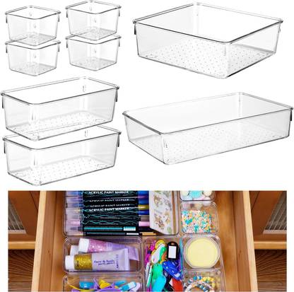 ON GATE 8 Compartments Plastic Makeup Box Desk Drawer Organizer Trays