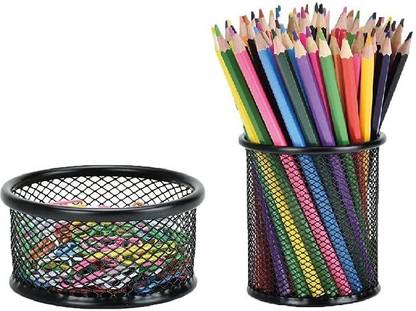 ZIARO 1 Compartments Metal, Mesh Paper Clip Holder & Pen Holder for Desk, Paperclip Holder (2 Pack) Pen Holder