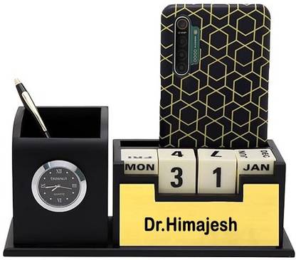 SY Gifts 3 Compartments Wooden Pen Stand